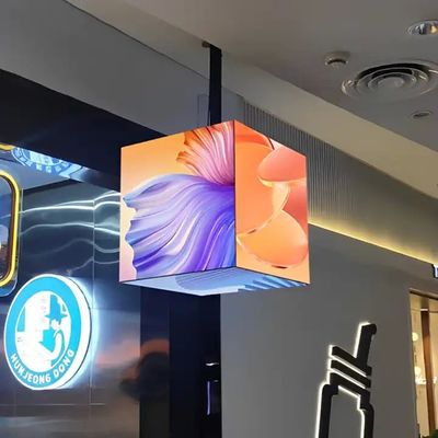 Komersial HD IP31 5 Sisi Led Magic Cube Display Dengan Kabinet Besi Disesuaikan